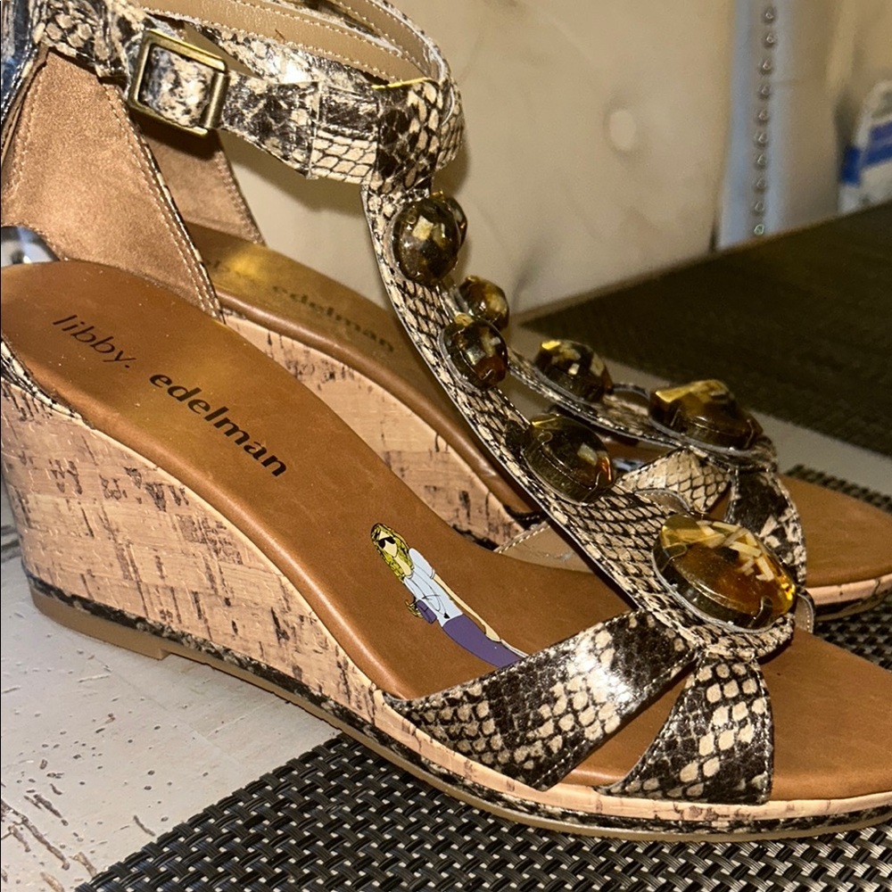 libby. edelman Brown Wedge Sandals with Cork Heel. Size 11 Women’s NWOT